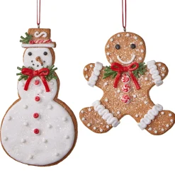 Raz 5" Set Of 2 Gingerbread Cookie Christmas Ornament 4116521