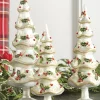 Raz 13.25" Set Of 3 Holly Patterned Jeweled Glass Christmas Tree Figure 4122863