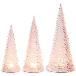 Raz 15.5" Set Of 3 Lighted Pink Christmas Trees 4416231