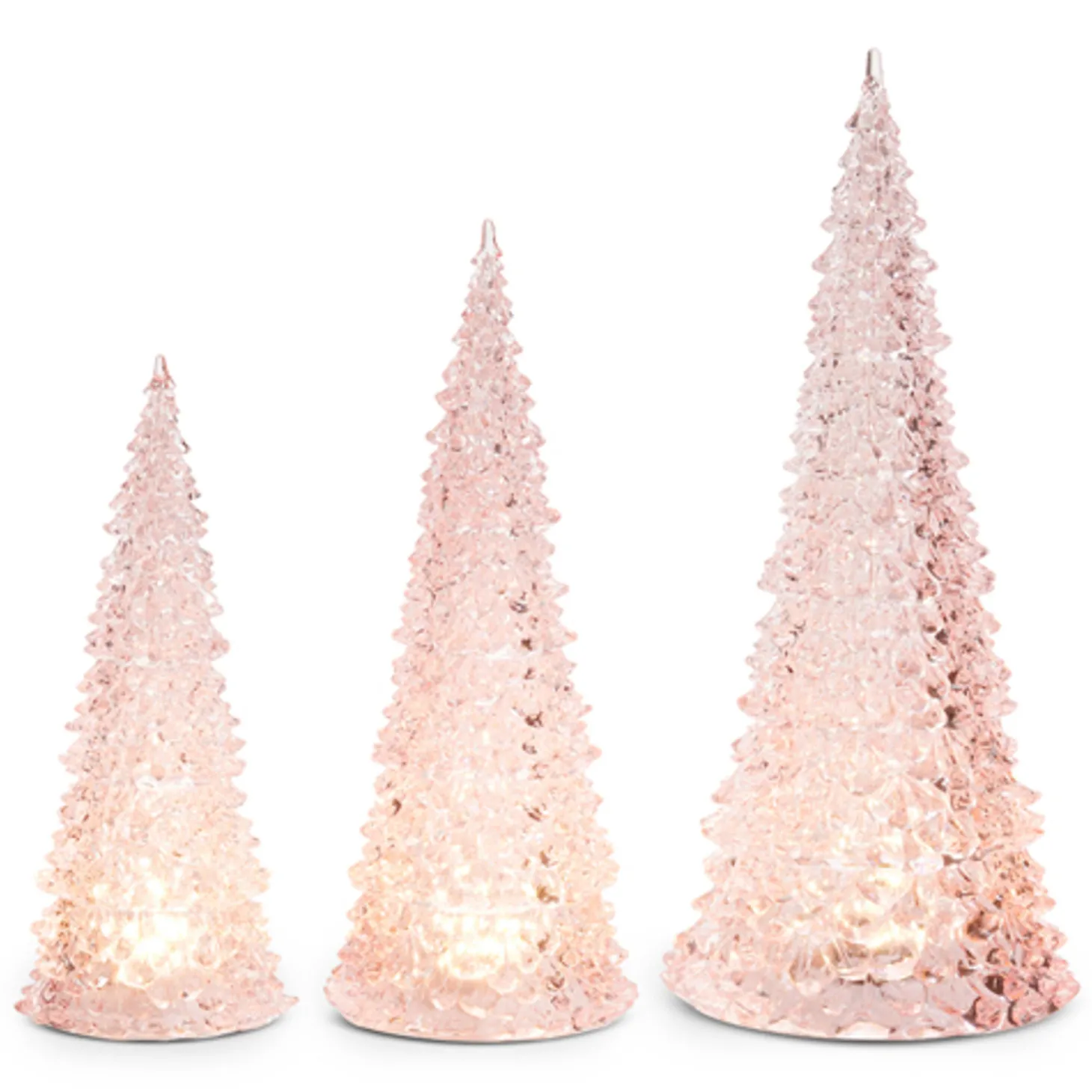 Raz 15.5" Set Of 3 Lighted Pink Christmas Trees 4416231