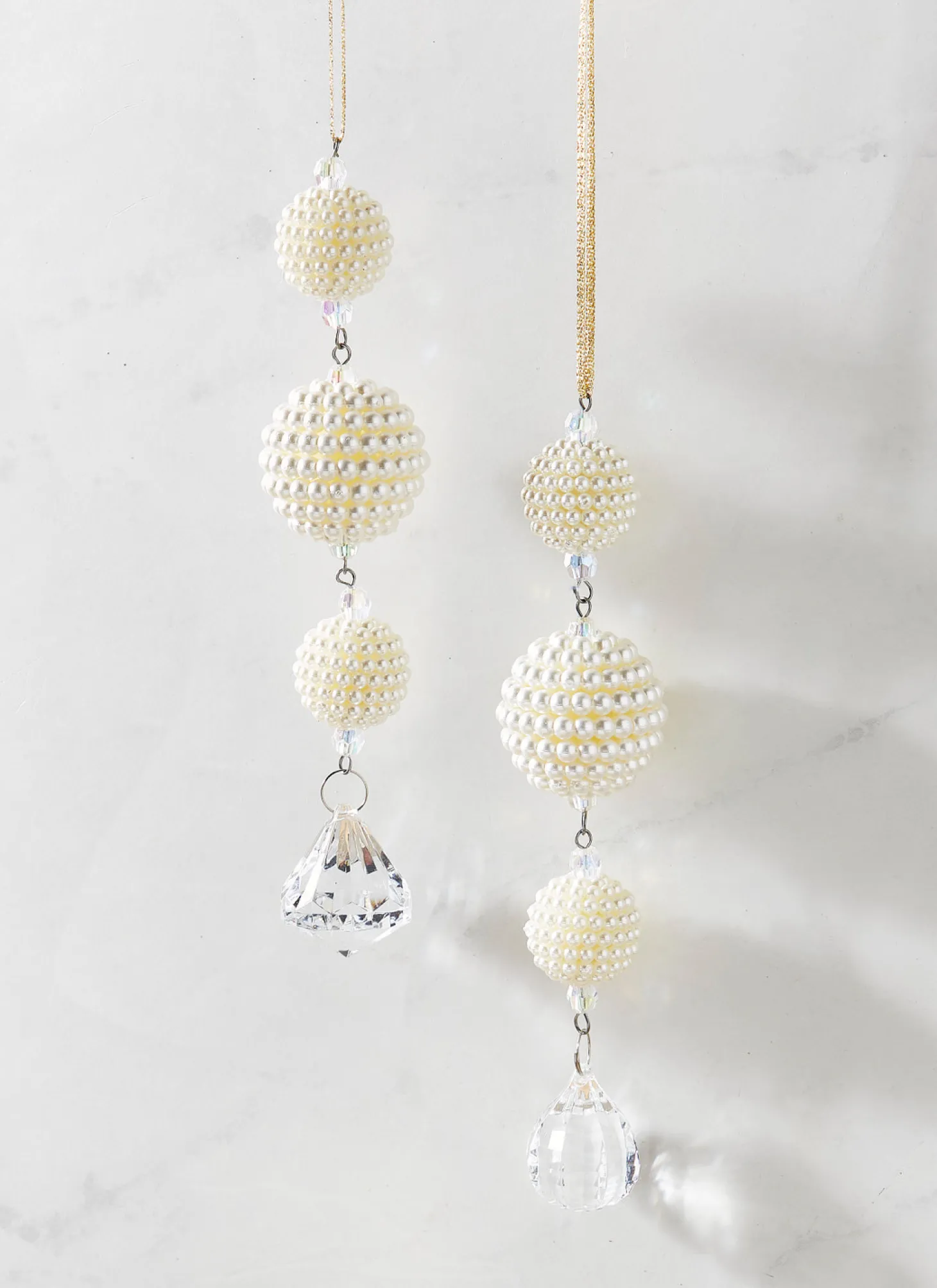 Raz 7.5" Set Of 2 Pearl Drop Christmas Ornament 4316084