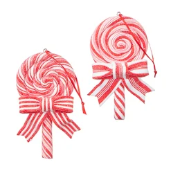 Raz 4.75" Set Of 2 Peppermint Lollipop Christmas Ornament 4214116