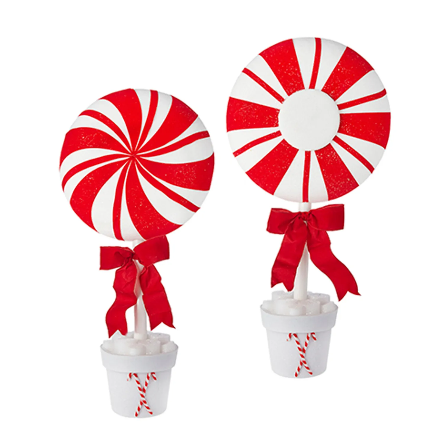 Raz 31" Set Of 2 Peppermint Topiary Christmas Figure 4216212