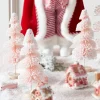 Raz 9" Set Of 3 Pink Snowy Bottle Brush Trees 4316059