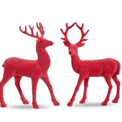 Raz 12.5" Set Of 2 Pink Velvet Reindeer Christmas Decoration 4402407