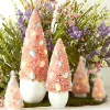 Raz Set Of 2 Potted Pink Bottle Brush Trees With Egg Ornaments 4415512