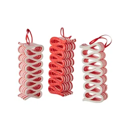 Raz 4" Set Of 3 Red And White Ribbon Candy Christmas Ornament 4215563