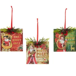 Raz 4.5" Set Of 3 Santa's Musical Orchestra Christmas Ornaments 4316123