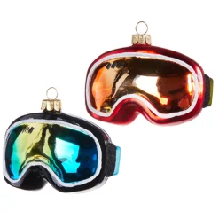 Raz 4" Set Of 2 Ski Goggles Glass Christmas Ornaments 4352853
