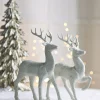 Raz 12.75" Set Of 2 White Glittered Deer Christmas Figures 3100812