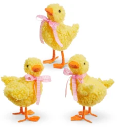 Raz 6.5" Sherpa Duckling Set Of 3 Easter Decorations 4453328