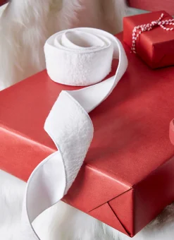 Raz 2.5" Sherpa White Wired Christmas Ribbon R4327710