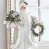 Raz 18" Silver And Tan Santa With Bag And Wreath Christmas Figure 4115579