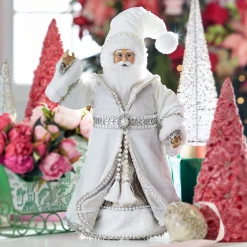 Raz 18" Silver And White Charming Holiday Santa Christmas Figure 4315517