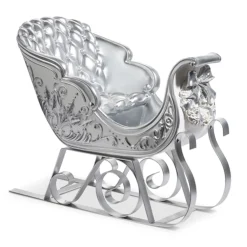 Raz 22.5" Silver And White Metal Sleigh Christmas Decoration 4457604