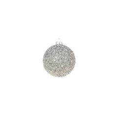 Raz 4" Silver Beaded Glass Christmas Ornament 4322806
