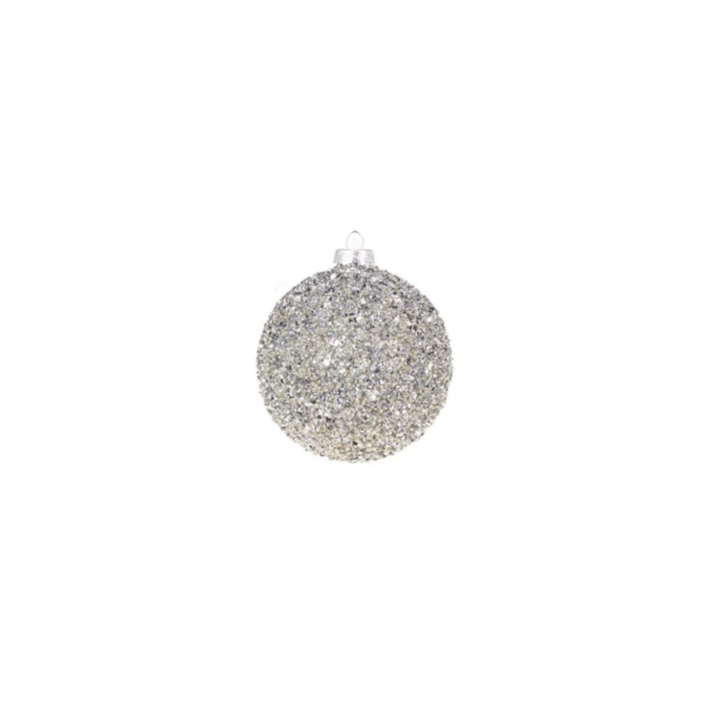 Raz 4" Silver Beaded Glass Christmas Ornament 4322806