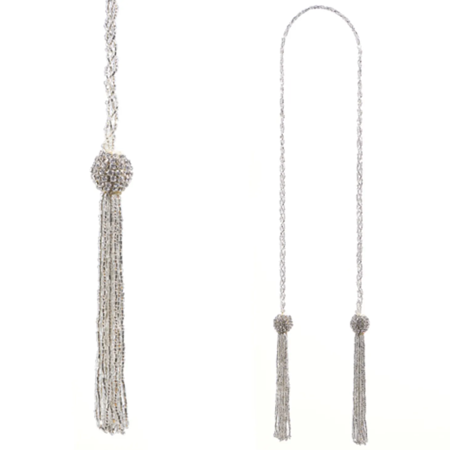 Raz 3' Silver Beaded Tassel Christmas Tree Garland G4327302