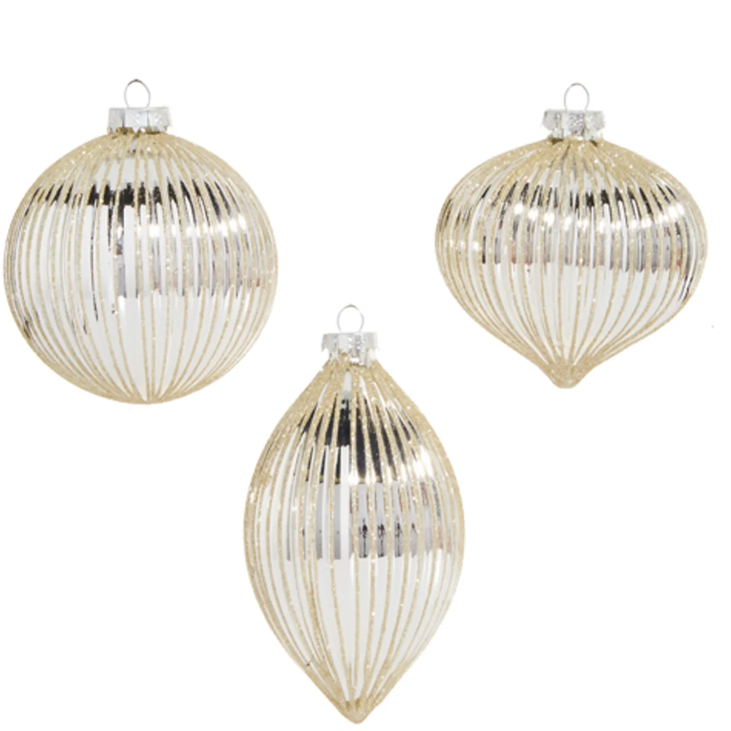 Raz 4" Silver Glitter Ribbed Glass Christmas Ornament 4322885