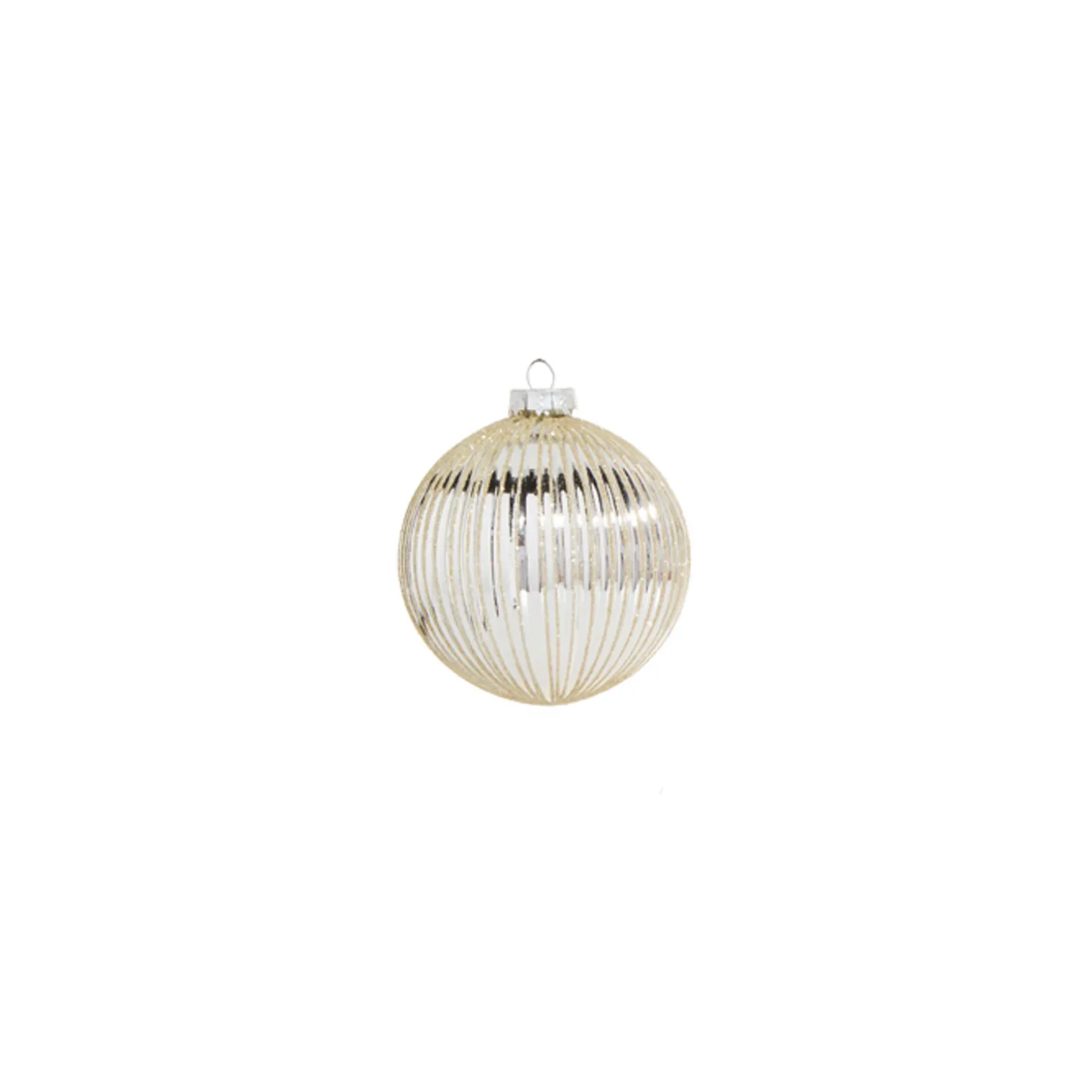 Raz 4" Silver Glitter Ribbed Glass Christmas Ornament 4322885
