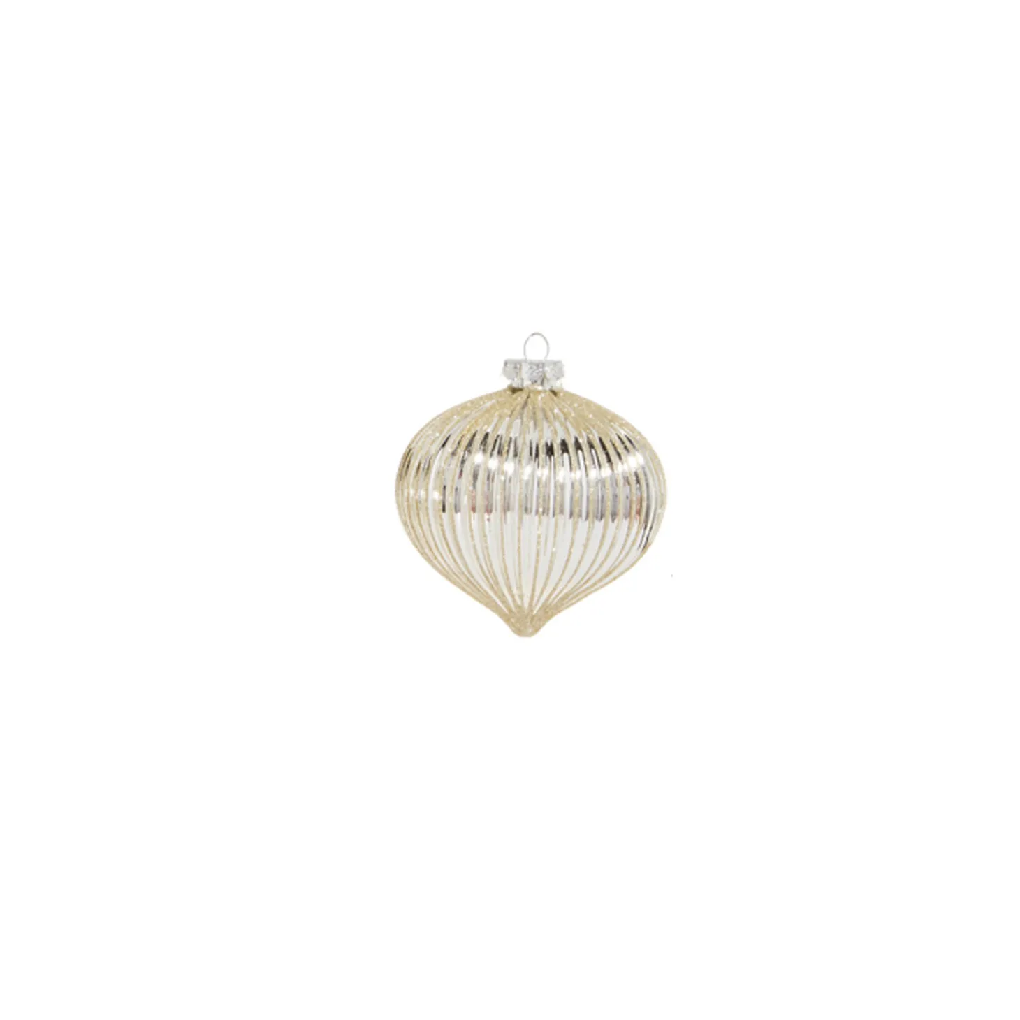 Raz 4" Silver Glitter Ribbed Glass Christmas Ornament 4322885