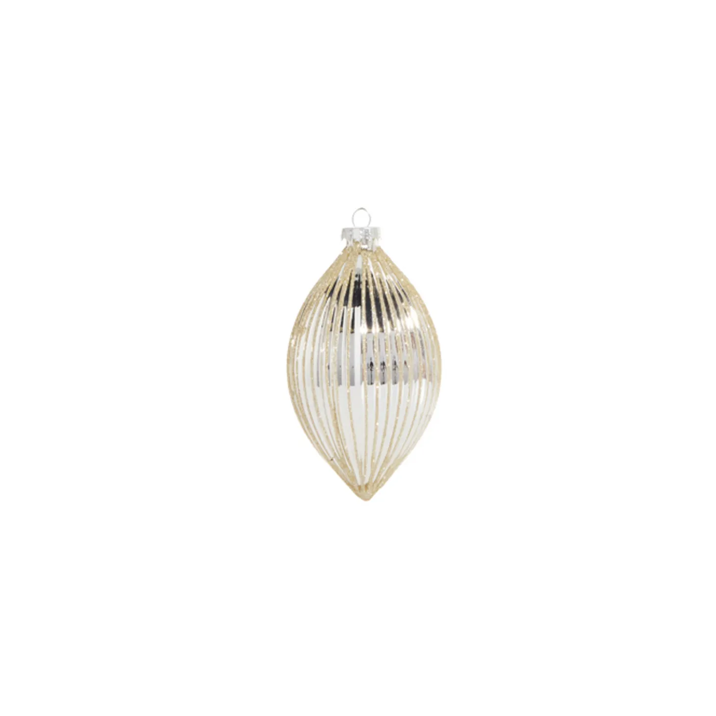 Raz 4" Silver Glitter Ribbed Glass Christmas Ornament 4322885
