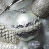 Raz 5" Silver Jeweled And Pearl Glass Ball Christmas Ornament 4424508