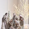 Raz 15.75" Silver Metallic Christmas Nativity Set 4312107