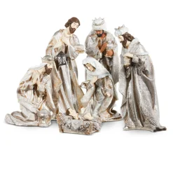 Raz 15.75" Silver Metallic Christmas Nativity Set 4312107