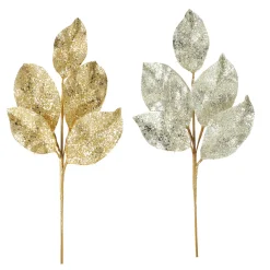Raz 24" Silver Or Gold Beaded Metallic Leaf Christmas Spray F4106650