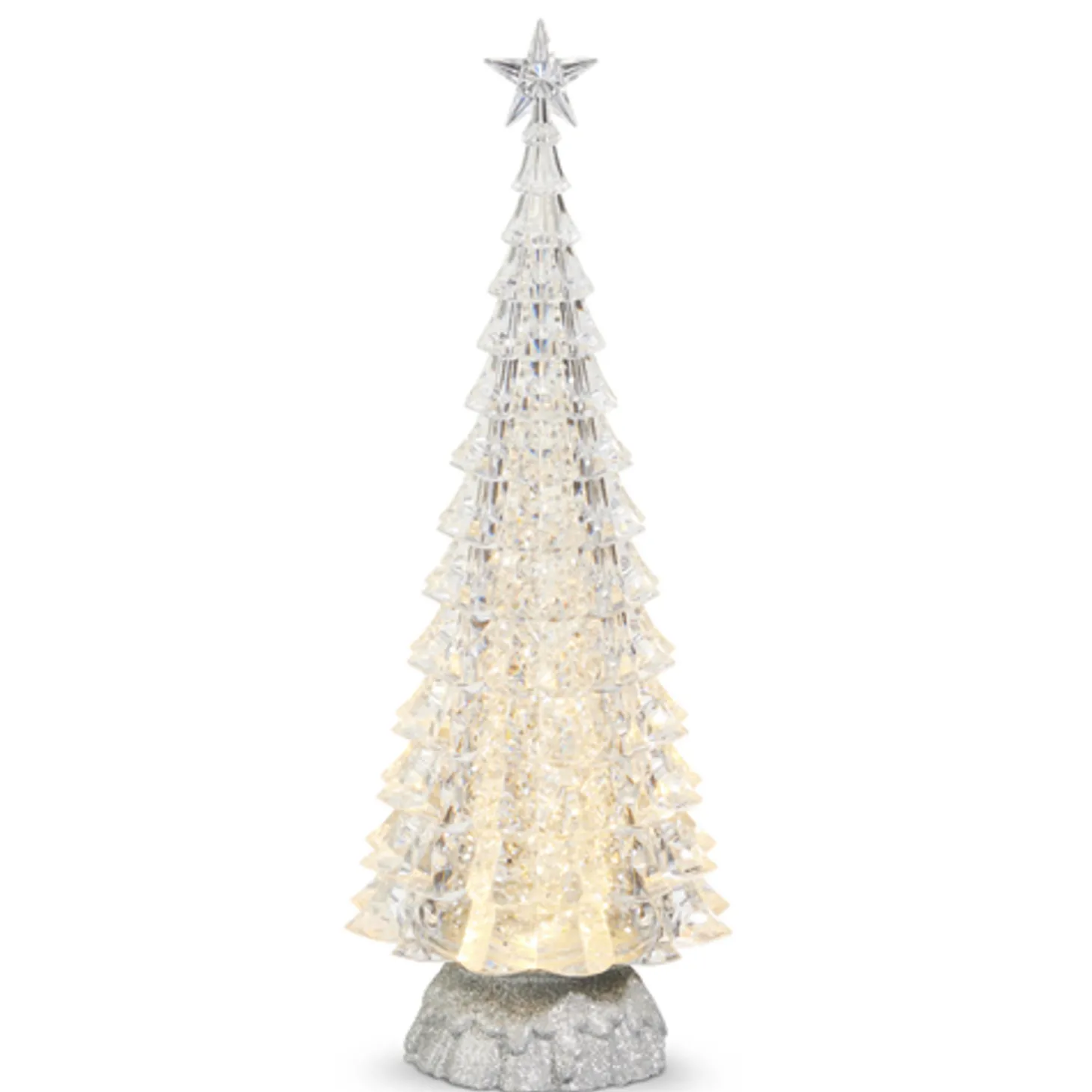 Raz 15" Silver Or Gold Lighted Tree With Swirling Glitter Christmas Water Globe Decoration