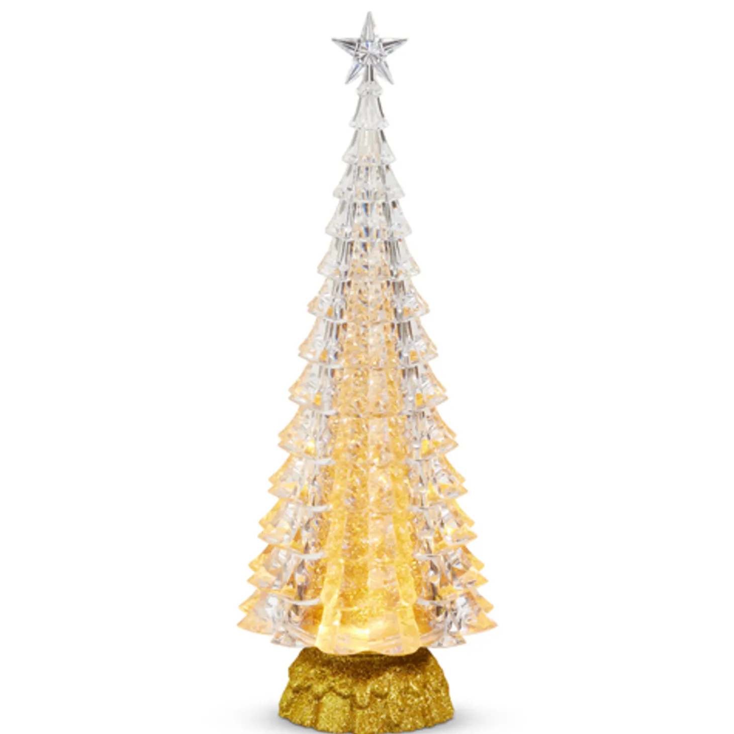 Raz 15" Silver Or Gold Lighted Tree With Swirling Glitter Christmas Water Globe Decoration