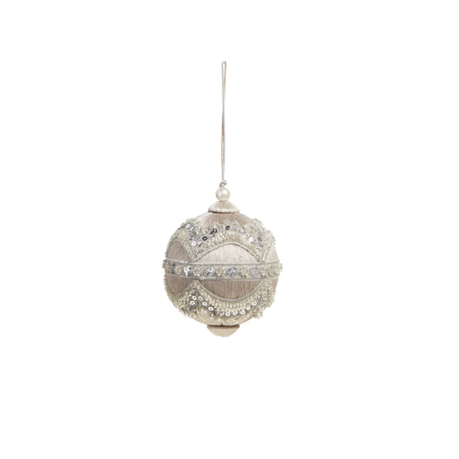 Raz 4" Silver Or Ivory Jewel And Wrapped Thread Ball Christmas Ornament 4327325