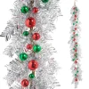 Raz 4.5' Silver Tinsel And Ball Ornament Christmas Garland G4406686