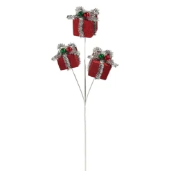 Raz 28" Silver Tinsel And Red Present Christmas Tree Spray F4406682