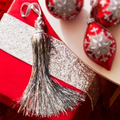 Raz 11" Silver Tinsel Tassel Christmas Ornament 4316136