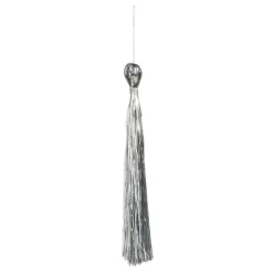 Raz 8.5" Silver Tinsel Tassel Christmas Ornament 4371822