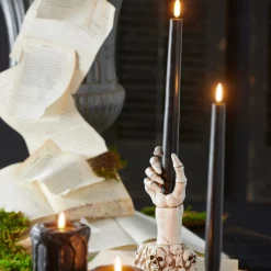 Raz 7" Skeleton Hand Halloween Taper Candle Holder Decoration 4411316