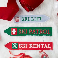 Raz 16.25" Ski Sign Christmas Ornament Set Of 3 4312357