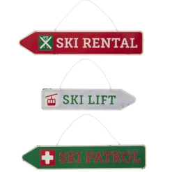 Raz 16.25" Ski Sign Christmas Ornament Set Of 3 4312357