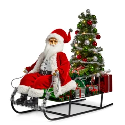 Raz 27" Sledding Santa Christmas Figure With Lighted Tree 4415558