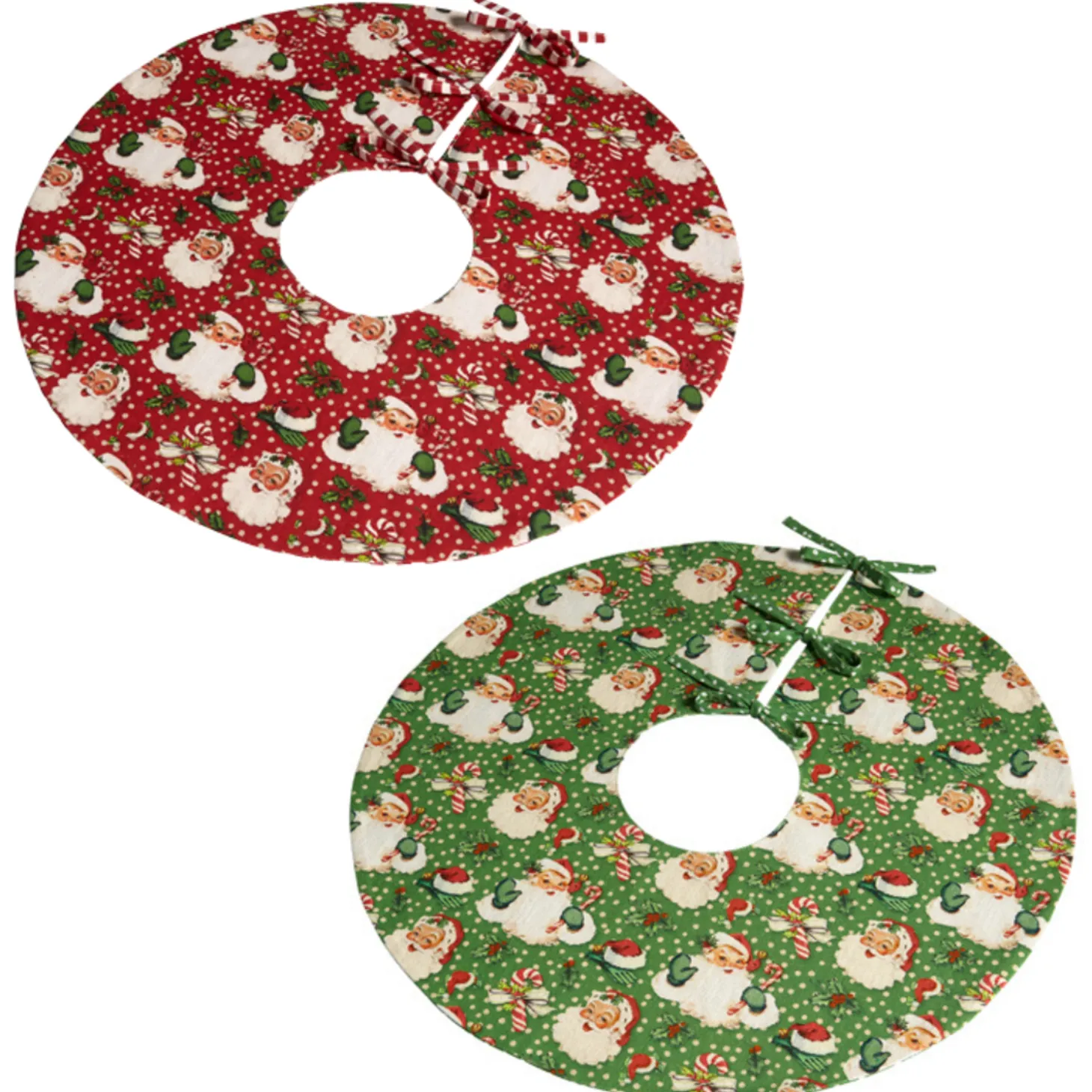 Raz 24" Small Red Or Green Retro Santa Christmas Tree Skirt