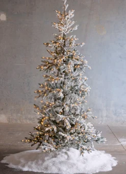 Raz 7.5' Snake Light Flocked Silverado Fir Christmas Tree T4152003
