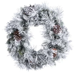 Raz 24" Snake Lighted Flocked Pine Christmas Wreath W4352015