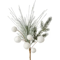 Raz 20" Snowball And Greenery Christmas Tree Pick F4206702