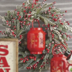 Raz 28" Snowy Berry And Fir Christmas Wreath W4126005