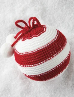 Raz 5" Striped Knit Ball Christmas Ornament 4116339