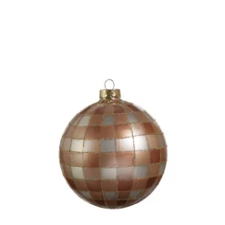 Raz 5" Tan Gingham Glass Christmas Ornament 4424580