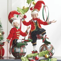 Raz 16" Tartan Plaid Posable Elf Christmas Figure 4202315