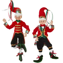Raz 16" Tartan Plaid Posable Elf Christmas Figure 4202315